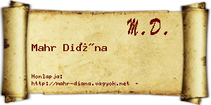 Mahr Diána névjegykártya